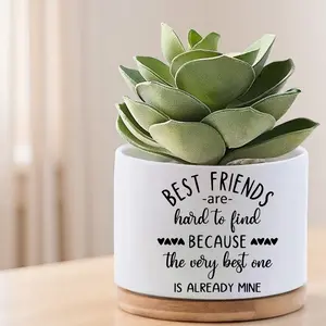 Best Friends Pure Small Ceramic Vase - Decorative Pottery Vase, Succulent Planter, Friendship Gift for Bestie, Cute Desk Decor, Home & Office Decoration, Ceramic Vases, Decorative Pottery Vases