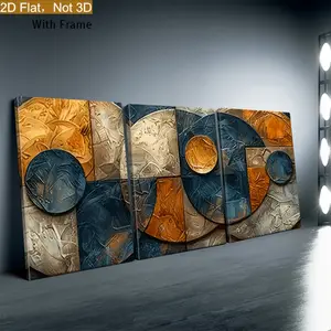 3-Piece Set, Geometric Round Square Beautiful Durable Versatile Room Block Canvas Painting, Decorative Hanging, Living Room, Study, Office, Cafe, Bar, Abstract Art, Perfect Birthday Gift, Holiday Gift, , Easter Egg round  canvas wall bundle preppy poster