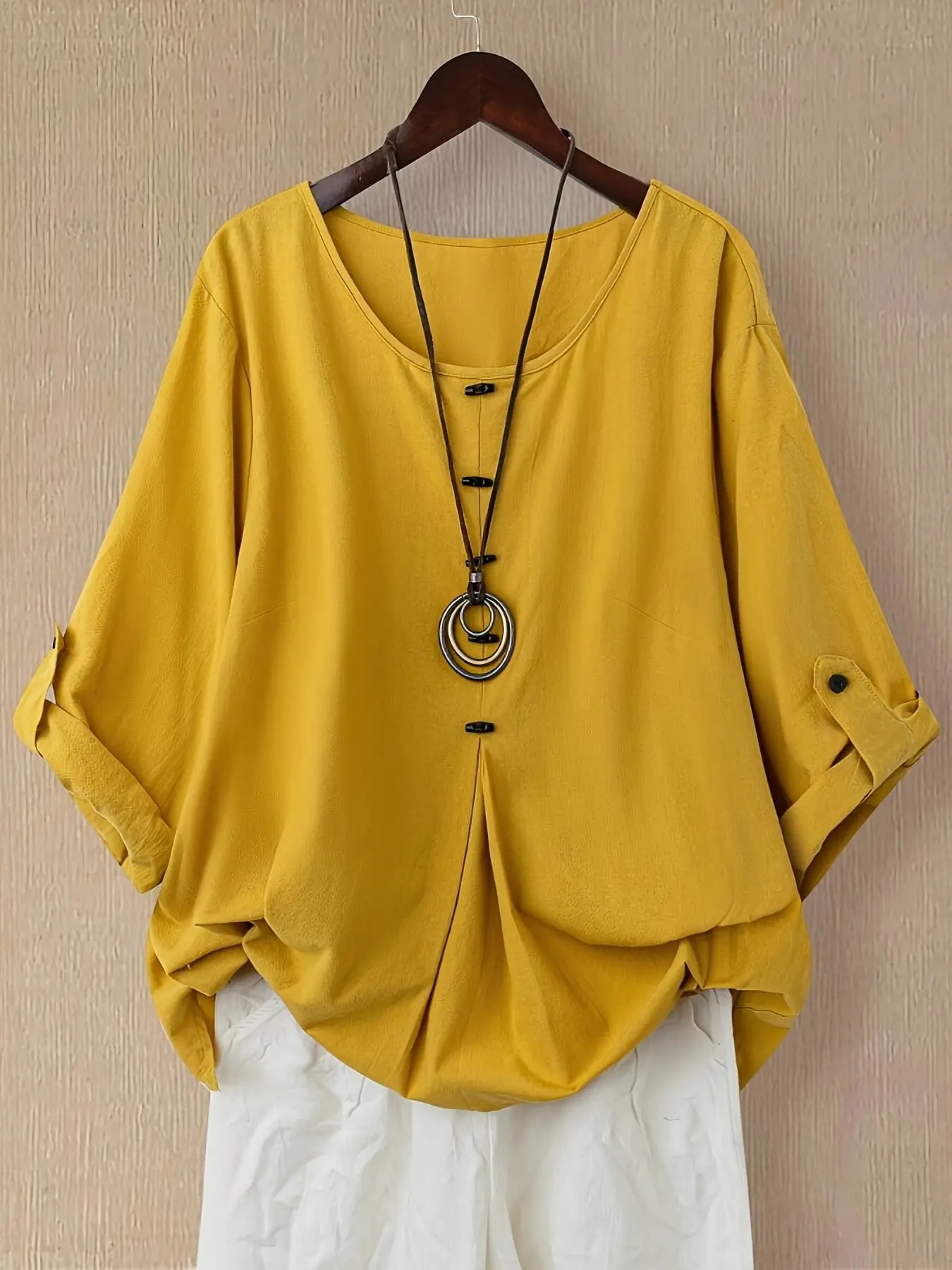 Women's Asymmetrical Hem Long Sleeve Shirt, Mixed Cotton Linen, Spring Summer Fashion, Casual Elegant Style, Comfortable Breathable Material, Casual Blouse Shirt, Blouse Top