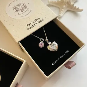Sunset Hill Store Exclusive Customized Sparkling Zircon Heart Pendant Necklace for Women Light Luxury Niche High-end Titanium Steel Clavicle Chain Choker