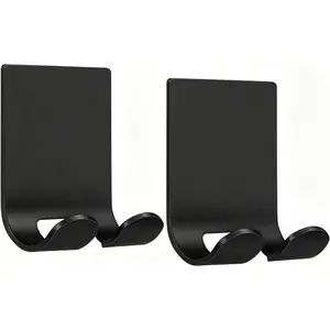 Razor Holder Shaver Hook Hanger Stand(2 Pack)Heavy Duty Self Adhesive Hooks Stainless Steel Sticky Wall Hooks,Shower Hook for Razor,Bathroom Kitchen Organizer for Plug Robe Towel Loofah Bathrobe Coat
