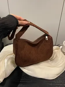 Trendy Small Satchel Bag, Plaid Single Shoulder Fashion Vintage Velvet Crossbody Handbag, Versatile Clutch for Women, Hobo Shoulder Bag