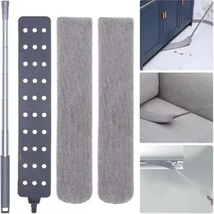 Retractable Gap Dust Cleaner with Extension Pole, Cleaning Tools with 2 Microfiber Dusting Cloths, Washable Extendable Long Handle Gap Dusters for Sofa Bed Furniture Bottom (2pcs Duster Cloths)