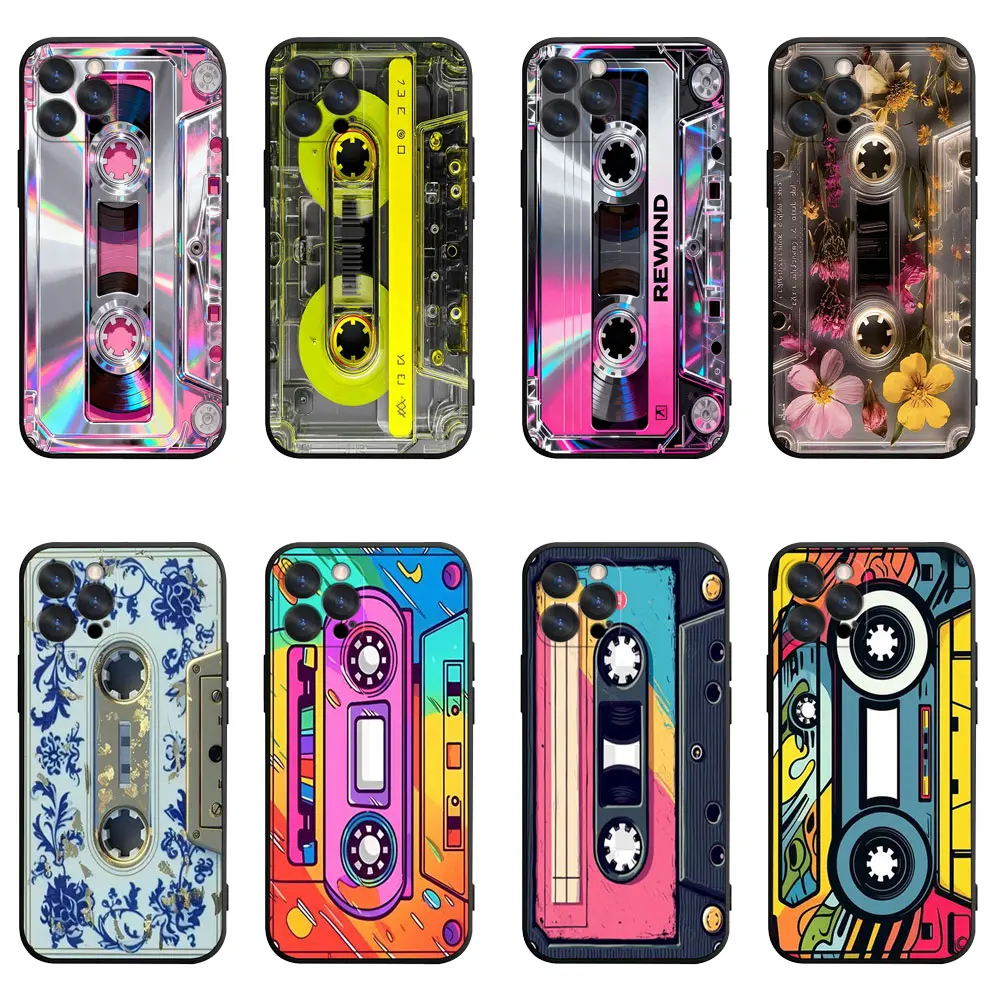 Retro Cassette Tape Phone Case | 80s 90s Vintage Music Aesthetic Art Cover For iPhone 11/12/13/14/15/16/17 Pro/Pro Max/Plus & Samsung S23/S24/S25/S26 Ultra, Protective Case For Music Fans, Birthday/Christmas Gift Cellphone Smartphone