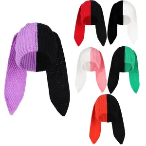 Womens Bunny Beanie Hats Cute Rabbit Beanie Crochet Hats Winter Cap Warm Skull Cap Outdoor Ski Slouchy Knitted Beanie