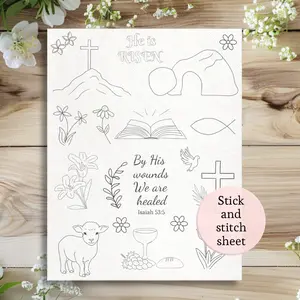 stick and stitch embroidery patterns Christian Easter embroidery patterns Religious Easter