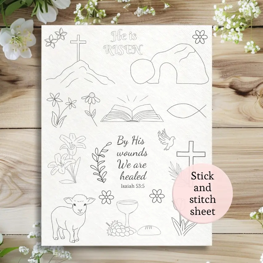 stick and stitch embroidery patterns Christian Easter embroidery patterns Religious Easter