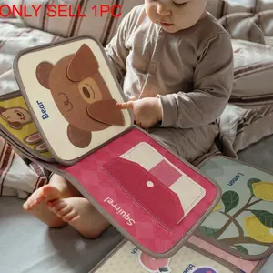 Montessori Busy Book Baby Early Education Cloth Book, Preschool Busy Book, Velcro, Educational Toy, Animal Cognition Fabric Book, Reusable Stickers, Sensory Toy