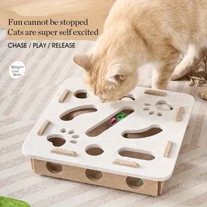 Interactive Cat Puzzle Toy, Felt Toy Box with Maze Tunnel, Bell Ball, Indoor Entertainment, Fun Cat Toy for Cats