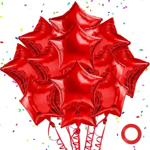 Red Star Balloons Foil Mylar Balloon Set Helium Metallic 12pcs 18 Inch Red Birthday Decorations Graduation Decorations 2026 Party Decoration Baby Shower Anniversary Wedding