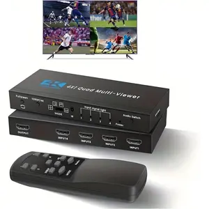 HDMI Multiviewer Switch 4x1 Seamless Switcher Quad Multi-Viewer HDMI Switcher 4 in 1 Out Supports 4K HD,1080p 60Hz,Upgrade 9 Display Modes with IR Remote for Security Camera and Gaming Consoles