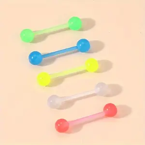 14G/16G Multicolor Straight Barbells Piercing Jewelry - Tongue Rings, Basic Body Piercing Bars in 5 Colors