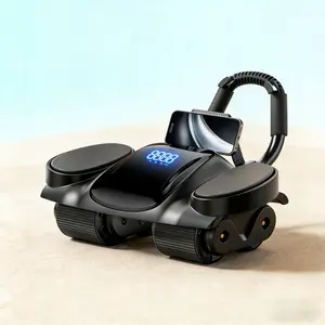 Abdominal 4-Wheel Auto Rebound Ab Roller | Digital Counter, Thick Elbow Pad, Phone Holder, Silent Stable Core Trainer for Beginners Home Gym Unisex Berg Fitness