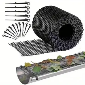 Expandable, Easy-Install Gutter Guard Mesh - 15.01x600.0cm, UV-Resistant Plastic, Bird & Leaf Proof, Includes Hooks for Secure Attachment