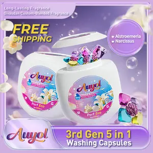 Spring Sale - Auyol 3rd Generation Laundry Capsules 5 in 1 Ultra Concentrated Non-Bio Floral Scent Long-Lasting 200/100 pcs Ideal for Home and Travel