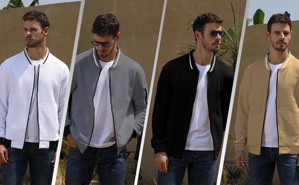 Grandclad Mens Lightweight Jacket Casual Bomber Jacket Varsity Coat