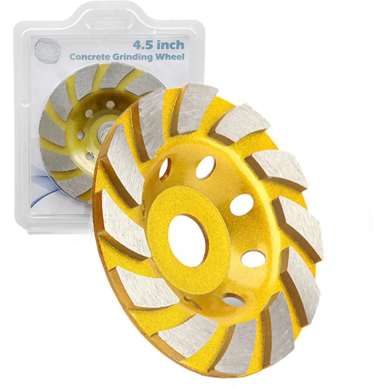 4 1/2 Inch  Concrete Grinding Wheel, Turbo Segment Angle  Wheel for Concrete, Stone, and Masonry, Heavy-Duty 4.5  Cup Wheel for  Grinding & Smoothing