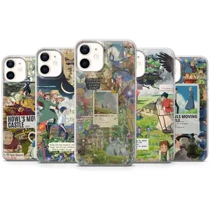 Studio Ghibli Phone Case Howl Moving Castle Cover for iPhone X, 11, 12, 13, 14, 15 & more – SS Galaxy S21 to S25 Ultra, Plus with Suction