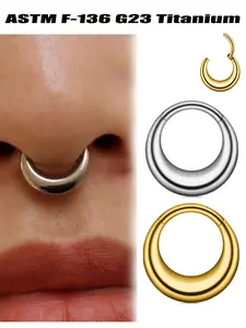 F136 Titanium Moon Septum Ring Hoop, Hinged Clicker Nose Septum Rings, Nipple Lobe Cartilage Ear Stud, Piercing Jewelry