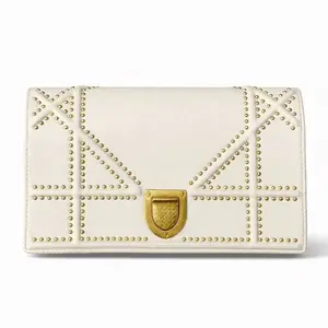 Pre-owned Dior Leather Crossbody Bags Diorama Studded Crossbody Bag Medium White