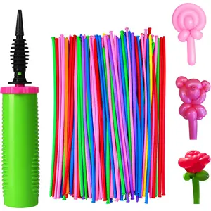 100Pcs 260 Latex Balloons with 1 Hand Balloon Pump Kit, Premium Long Twisting Magic Balloons Assorted Colors for Animal Making, Birthday Party Clowns Wedding Decorations