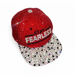 Nikki Bella Stay Fearless Red Black & Luminous Crystal Full Rhinestone Baseball Hat