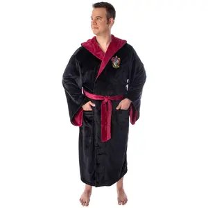 Harry Potter Adult Fleece Plush Hooded Robe - Big and Tall - Gryffindor, Slytherin, Ravenclaw, Hufflepuff, Hogwarts