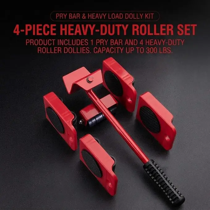 1 set/5-piece furniture moving tool kit, heavy-duty furniture mover with wheels and handle, professional moving tools