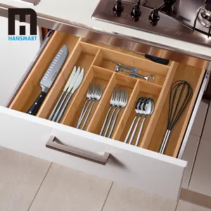 Adjustable Bamboo Drawer Organizer For Utensils And Silverware - Expandable Cutlery Tray For Kitchen  Easy To Clean And Stylish Storage Solution Boxes containers