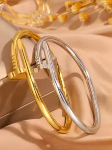 2pcs Light Luxury Elegant Stainless Steel Fashion Style Bracelet Set, Suitable for Daily Commuting, Perfect Gift