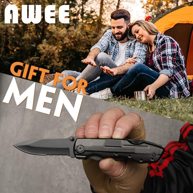 AWEE Gifts for Men,Multitool Pocket Knife with Blade,Stocking Stuffers for Men,Christmas Valentinens Day Fathers Day Birthday Gifts for Him Dad Husband,Camping,Emergency,Outdoor, knife pocket multitool Folding Stainless Steel