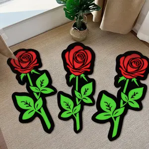 Rose Pattern Carpet, 1 Count Non-slip Creative Art  Floor Mat, Decorative Plush Soft Floor Rug for Home Living Room Bedroom