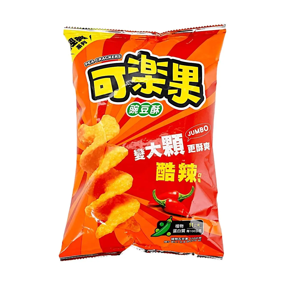 LIANHWA Taiwan Kuai Le Guo Crispy Pea Snacks - Spicy Flavor 110g | Crunchy & Flavorful Snack for Binge-Watching & Cravings