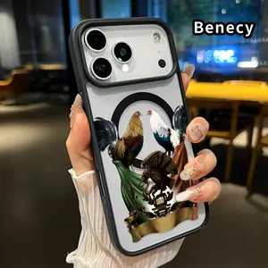 Magnetic Phone case for iPhone 17 16  Pro Max Plus 15 14 13 12 11 Air E Roosters and Emblem Pattern Non-Yellowing Shockproof Soft Silicone Transparent Acrylic Cover Supports Wireless Charging