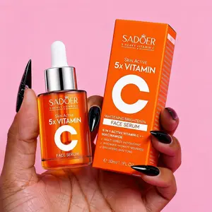 SADOER 5X Korean Vitamin C Face Serum with Hyaluronic Acid – Lightweight Hydrating Facial Serum for All Skin Types, 1.1 fl oz