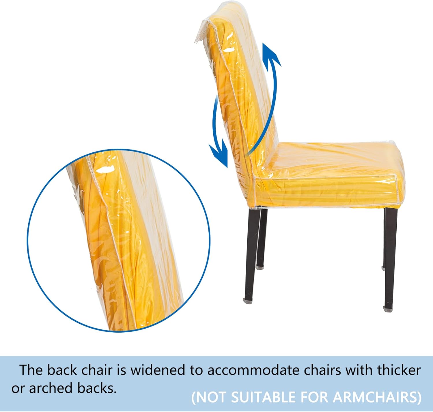 21x20 Inch Plastic Dining Chair Cover, Protector Seat Chair Free from Cat and Dog Scratches, Stains, Easy Clean Clear Vinyl Protectors (6 Pack)