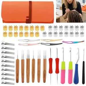 58Pcs Dreadlock Crochet Hook Set, Crochet Needles for Hair, Hair Knitting Needle Tools Set with Different Sizes Latch Hook, Dreadlocks Hair Ring Dreadlock Accessories for Hair Braiding - Home Improvement.