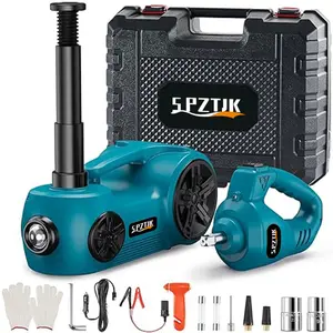 SPZTJK Electric Upgraded Hydraulic Car Jack Set, 5 Ton 12V Hydraulic Floor Jack With Impact Wrench Tire Inflator Pump And LED Light, Electric Car Jack Lift Floor Jacks For SUV MPV Sedan Truck Car Tire Replacement