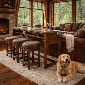 Aspen Skies Russet Brown 4 Piece Console Set (1-Console 3-Stools)