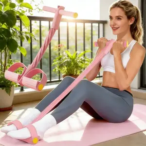 6-Tube Resistance Band Set with Ergonomic Foot Pedals & Boxing Belt – Compact Home Gym for Full-Body Strength | Safe for Postpartum Stretching & Stretch Yoga Beginners