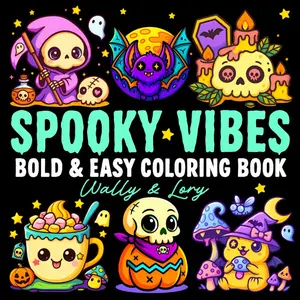 Spooky Vibes Cutie Coloring Book: Bold and Easy Kawaii, Adorable, and Creepy Designs for Teens and Adults to Find Stress Relief