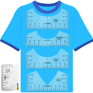 AKEYDIY Transparent T-shirt Measuring Ruler(10 Inches),Ruler Center Viinyl,4pcs Round PVC Ruler for Heat Pressing,Home use,Sewing Supplies,Christmas Gifts
