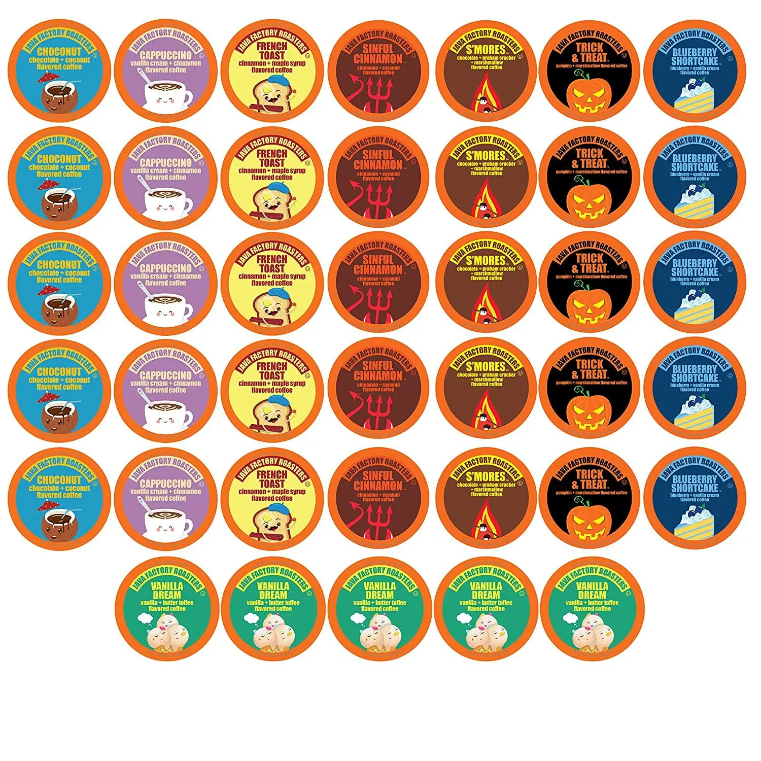 Java Factory Roasters Flavored Coffee Pods Assorted Sampler Variety Pack Java Factory Roasters Flavored Coffee Pods Assorted Sampler Variety Pack