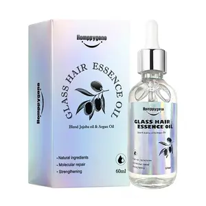 Homppygene Glass Hair Essence Oil, Natural Plant Extract Molecular Repair Hair Oil, Deep Nourish Moisturize Strengthen Hair, Anti Frizz Hair Loss Prevention for Dry Damaged Curly Straight Hair, Salon Grade