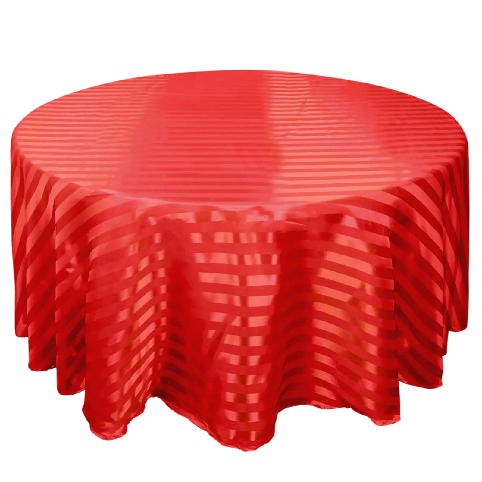 Satin Striped 120" Round Tablecloth Red - Silky Smooth Seamless Table Cover