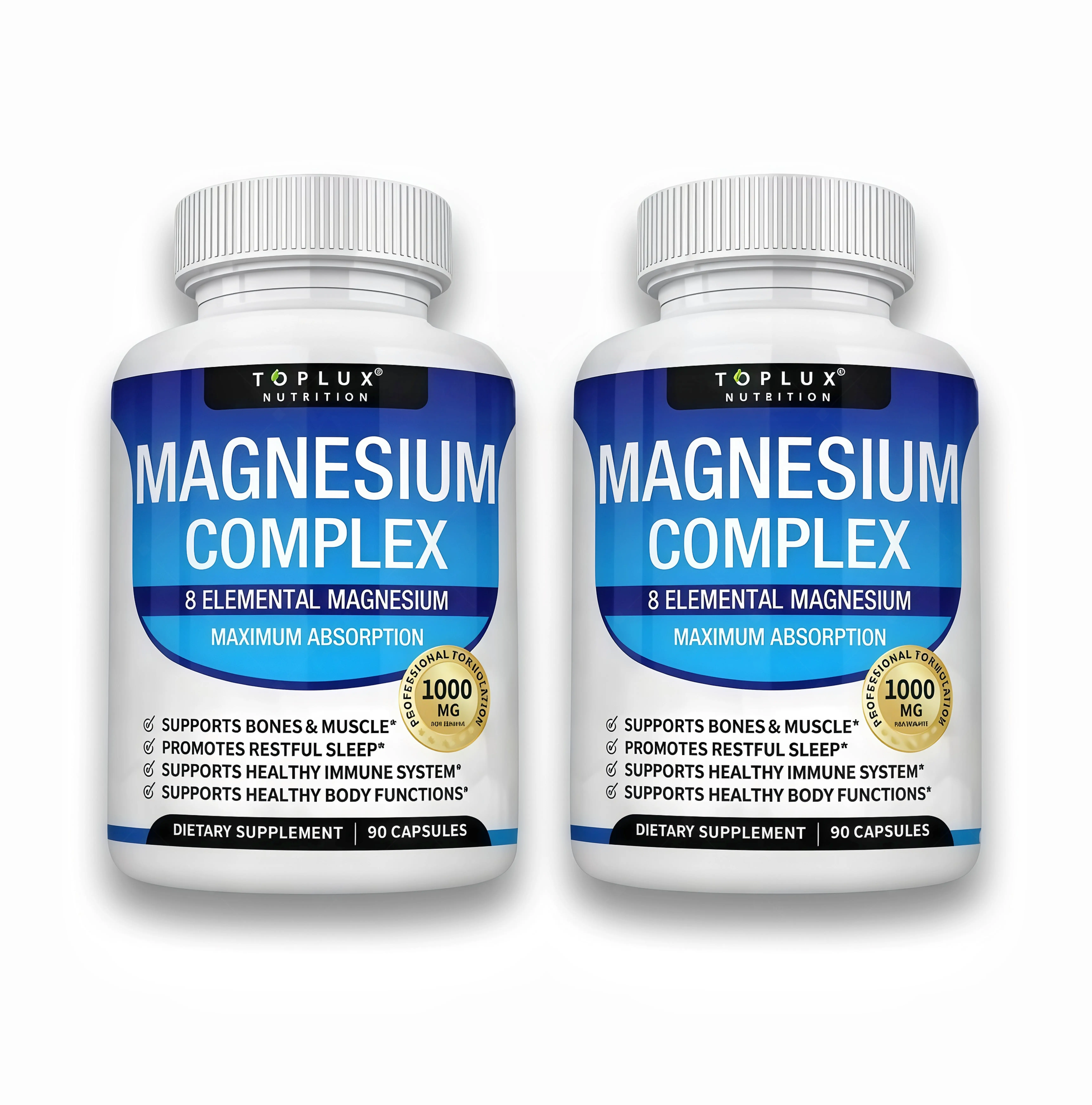 2 Pack Toplux Magnesium Complex EH 8 Essential Magnesium Supplement 1000mg Fitness Edible