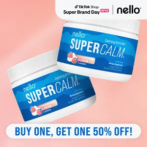 Nello Supercalm Tub (2-Pack): Calming Drink Mix with KSM-66 Ashwagandha, Vitamin D3, Magnesium & L-Theanine – Supports Cortisol Balance, Mood & Sleep, Helps Manage Occasional Stress – Tub (30 Servings) Mental Clarity Relaxation