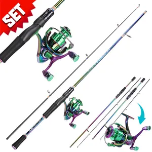 With big fishing rod and reel set, 1 set of 2 sections fishing rod and bait reel, durable material, fishing equipment