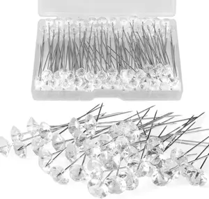 100 Diamond Pins for Bouquets, 2 Inch Floral Pins, Corsage Pins, Boutonniere Pins, Straight Pins.