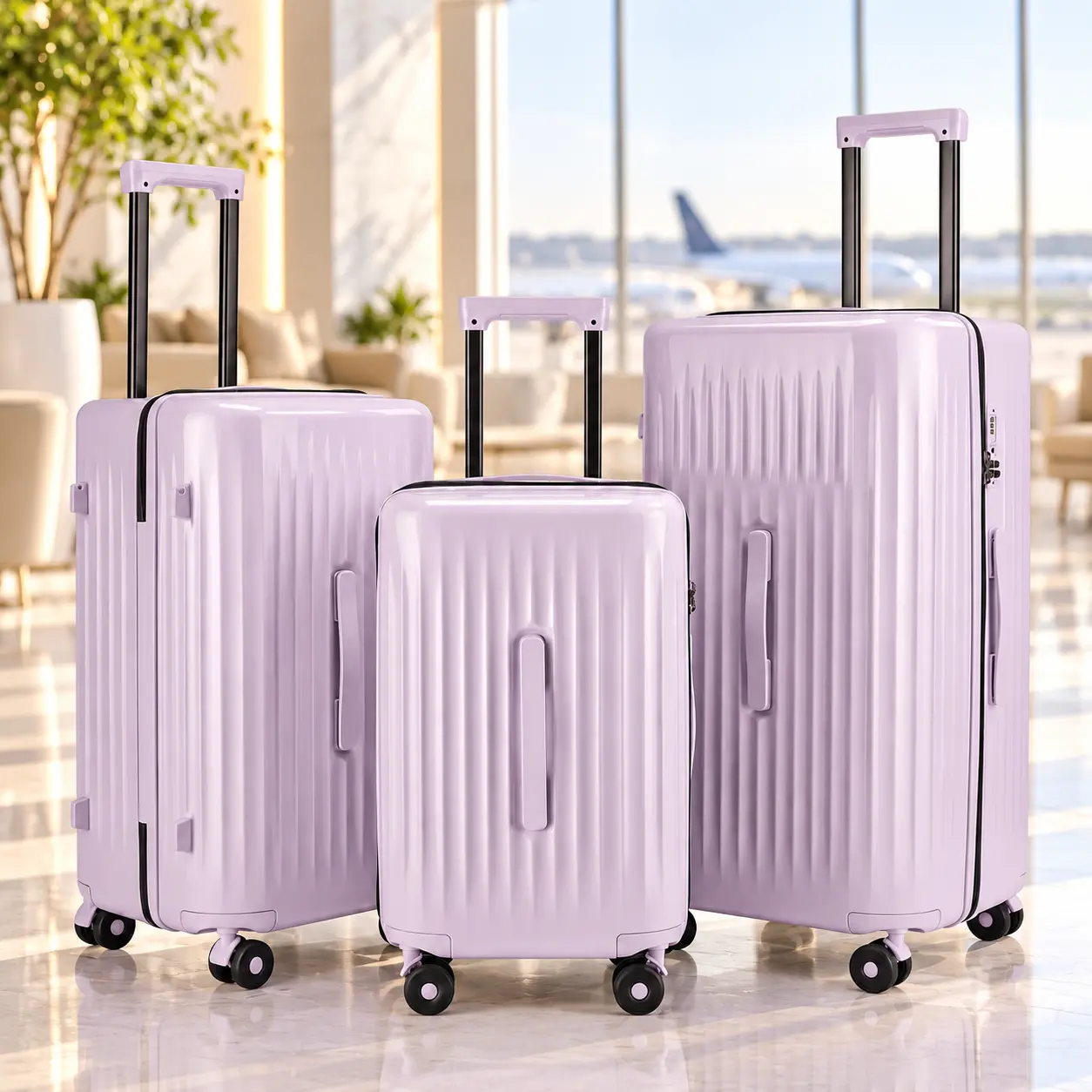 Multifunctional Hardshell Luggage Set (3-Piece) with 360° Smooth Rollers, TSA Lock, Phone Stand & Side Hook – 20" Carry On, Durable Hardware 24" 28" Checked Luggage Sets with Spinner Wheels